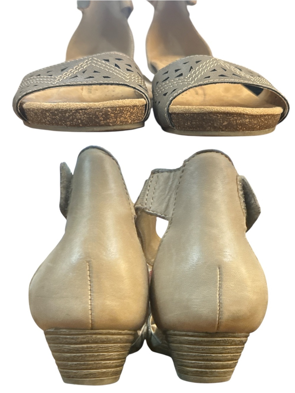 Earth Origins Grey Perforated Ankle-Strap Sandals - Picture 4 of 7